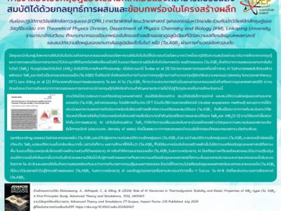 Read more about the article การจำลองเชิงทฤษฎีของเซรามิกเคลือบแข็งที่สามารถปรับแต่งสมบัติได้ด้วยกลยุทธ์การผสม และข้อบกพร่องในโครงสร้างผลึก
