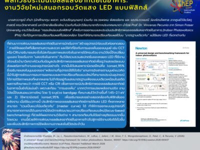 Read more about the article พลิกวิธีประเมินเซลล์แสงอาทิตย์ในอาคาร: งานวิจัยใหม่เสนอกรอบวัดแสง LED แบบฟิสิกส์